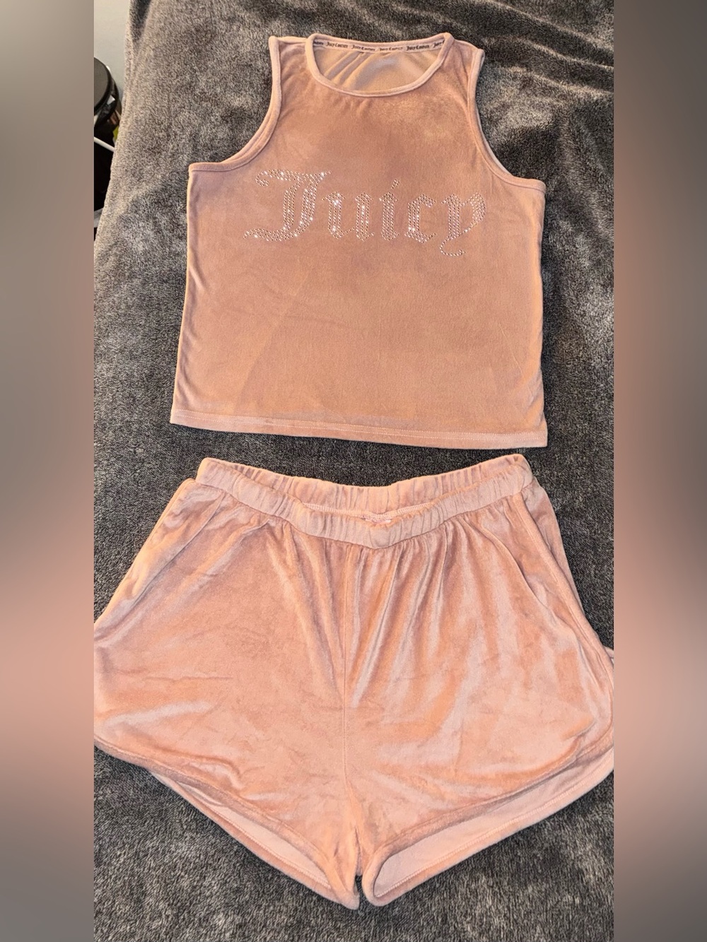 Juicy Couture Blush Pink Velour Tank & Shorts Set